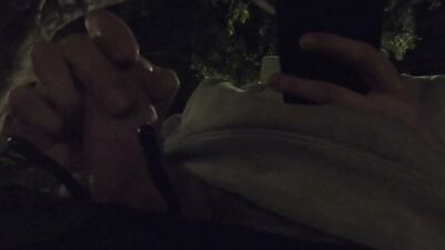 Horny Night Walk. Thick Cock Flashing & Cumming on Public