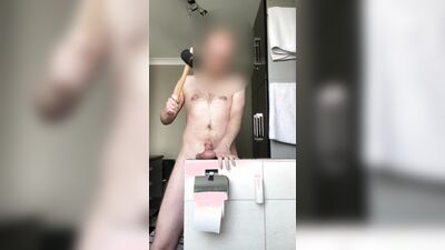 Hard Ballbusting On 40+ Days Denied Balls With A Mallet