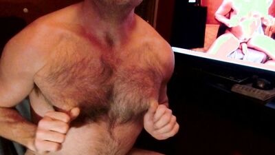 Nipple Play Pig Gay daddy, clamping nips, flexing muscles