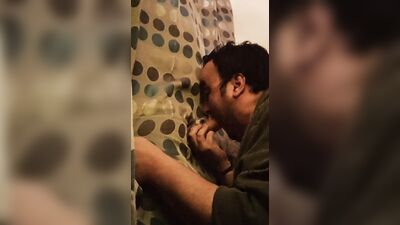 A nurse comes to relieve himself in my mouth after a long day of work