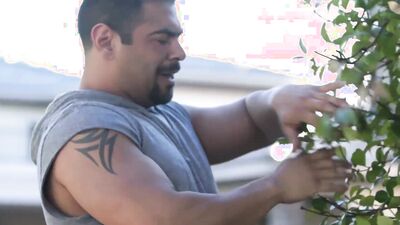 My gay gardener sees my cock while I was sunbathing