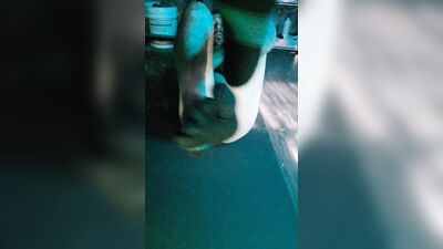 Nude stretch turns to nude jerk. Feeeet