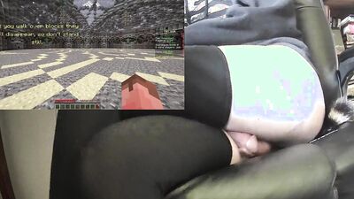 Femboy with tail plug in plays Minecraft TNT Run