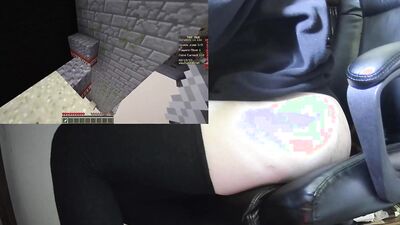 Femboy with tail plug in plays Minecraft TNT Run