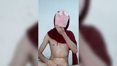 Hot masked Bunny - I waited for my roommate to come out to masturbate