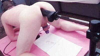 Mike Essex getting my ass stretched by huge black dildo and squirting in my chastity cage