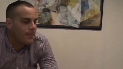 Twink intern has bareback business at boss office