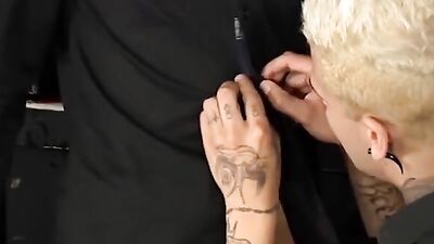Tattooed blond homo cums after a hard ass pounding