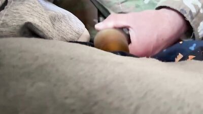 Army soldier in uniform Starts off jerking standing up, then lays down to shoot a creamy load!