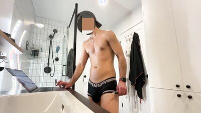 Self piss humping cum