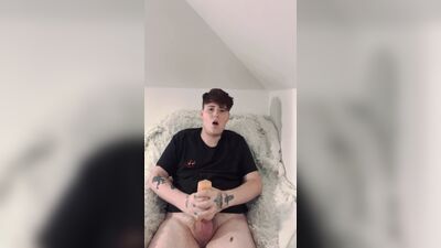 Croatian boy plays with toys and cums