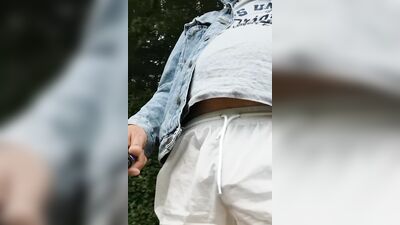 walks in transparent shorts and pisses in them