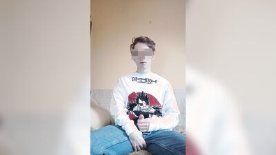 boy swallows cum from a used condom