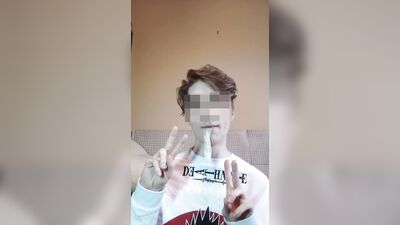 boy swallows cum from a used condom