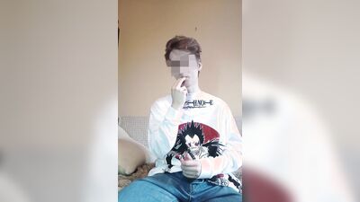 boy swallows cum from a used condom