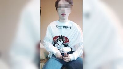 boy swallows cum from a used condom