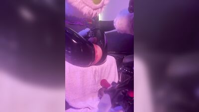 Latex puppy in Fursuit gets used on the sofa very hard ( XL Toys and Fisting) - Single PoV