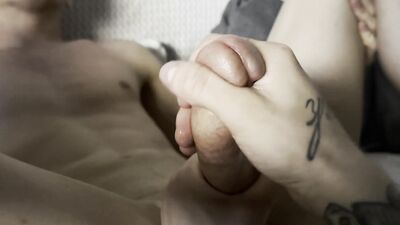 guy jerks off sweet twink with big dick and plays with fingers
