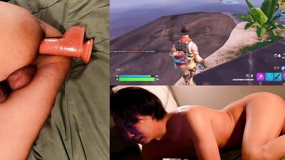 Slutty gamer ass fucked while playing Fortnite