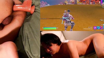 Slutty gamer ass fucked while playing Fortnite