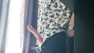 johnholmesjunior in open window solo show with huge pre cum and massive cum load neighbours watch