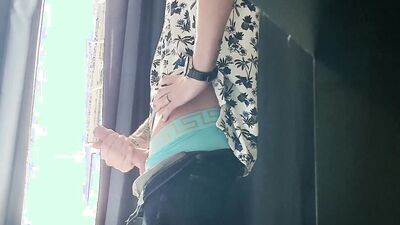 johnholmesjunior in open window solo show with huge pre cum and massive cum load neighbours watch