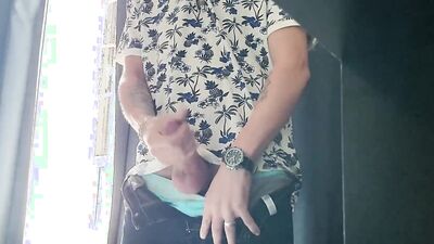 johnholmesjunior in open window solo show with huge pre cum and massive cum load neighbours watch