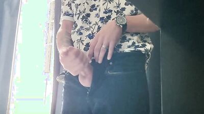 johnholmesjunior in open window solo show with huge pre cum and massive cum load neighbours watch