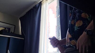 johnholmesjunior caught shooting huge cum load open condo window solo jerk off while neigbours watch