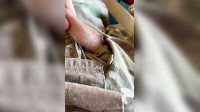Horny soldier jerks off in his room shooting a nice cream load on his Sarge's crusty boxers