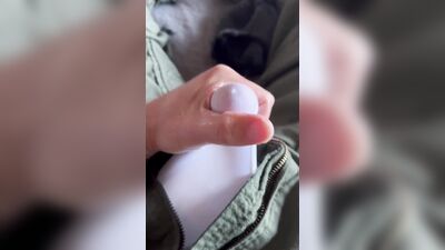 Horny before my flight decide to jerk off in my flight suit and shoot a creamy load in my white briefs - wet with precum lube
