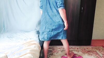 Hot Sexy Nylon and Mini Jeans Dress Sissy Crossdresser Fem Boy Lady Boy MTF Trans Gender LGBT BDSM Cute Tranny Trap