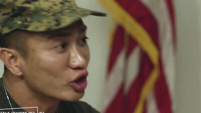 New Recruit Takes ROUGH Pounding By 2 Army Vets in Bareback Threesome