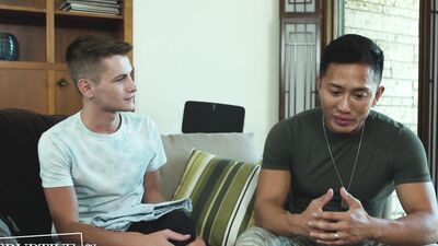 New Recruit Takes ROUGH Pounding By 2 Army Vets in Bareback Threesome