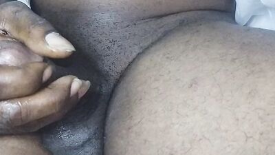 Long dick play with crotch pinching fetish - big black dick cums