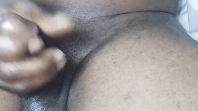Long dick play with crotch pinching fetish - big black dick cums