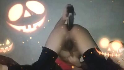 SofiBlack Celebrate Halloween big ass gay taking big huge dildo