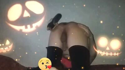 SofiBlack Celebrate Halloween big ass gay taking big huge dildo