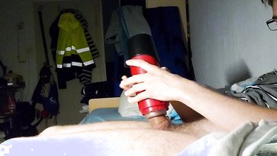 He spoils his cock with this electric toy