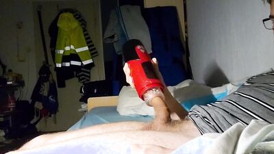 He spoils his cock with this electric toy
