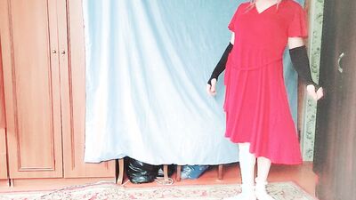 +18 Uncensored Crossdresser Mommy's Dress Dancing Nude Striptease Hot Booty Blonde Redhead Homemade Amateur Pornstar Model
