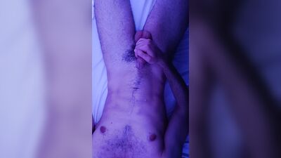 This bi-curious twink wasn't expecting to cum so hard all over his belly and struggles to clean all the mess