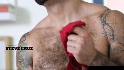 Hairy Rommie Caught Jerking, Flip Fucks Bearded Jock