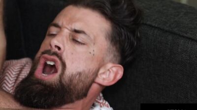 Hairy Rommie Caught Jerking, Flip Fucks Bearded Jock