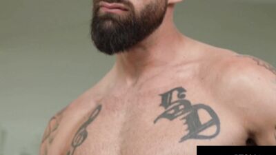 Hairy Rommie Caught Jerking, Flip Fucks Bearded Jock