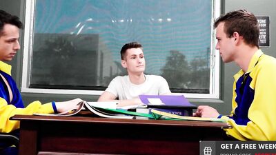 "Or We Could Fuck You" - Twink Tutor Dicked Down By Muscle Jocks - NextDoorTwink