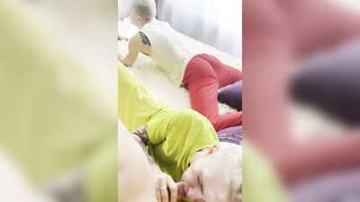 Hot cute teen twinks threesome bareback sex in a country house