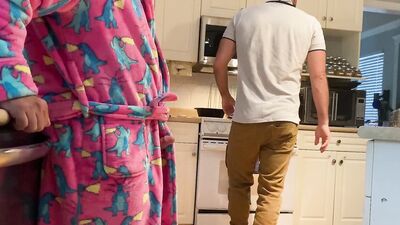 Casually stroking in front of the maintenance guy