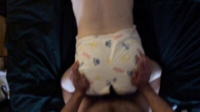 Ripping his diaper and fucking through it