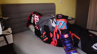 Trampling on me Boyfriend in Snow Gear and give him Blowjobs